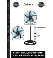 Özel Üretim 80W Güçlü 3in1 Profesyonel Sanayi Tipi Ayaklı Vantilatör 5 Metal Kanatlı 18 İnç 46 cm