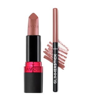 Avon Ultra Mat Ruj Nude Suede ve Glimmerstick Dudak Kalemi Blushed Nude Paketi (Çok Renkli)
