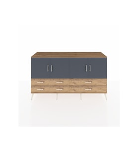 Kronos Konsol 6 Raflı 6 Çekmeceli 4 Kapaklı 176x59x99 Çam-Antrasit/Çam