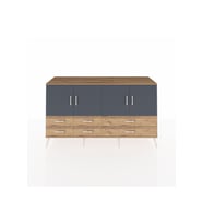 Kronos Konsol 6 Raflı 6 Çekmeceli 4 Kapaklı 176x59x99 Çam-Antrasit/Çam