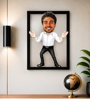 Kişiye Özel Karikatürlü Çerçeveli Tablo – Fotoğraftan Eğlenceli Ayakta Portre Hediyesi