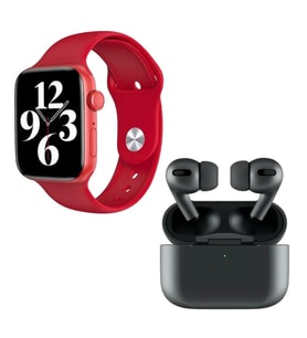 HW22 Plus Kırmızı Akıllı Saat Black Airpods Pro Kablosuz Bluetooth Kulaklık