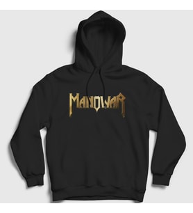 Presmono Unisex Siyah Gold Logo Manowar Kapüşonlu Sweatshirt 63588tt