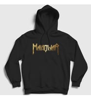 Presmono Unisex Siyah Gold Logo Manowar Kapüşonlu Sweatshirt 63588tt