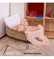 Kişiye Özel Isimli Müslin Bebek Battaniyesi  6 Katmanlı Yumuşak Pamuk  Kundak, Beşik, Oyun Örtüsü (Pembe)