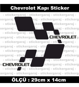 chevrolet kapı spor sticker uyumlu tuning modifiye etiket 2li set sağ sol - siyah renk