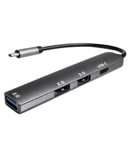 Fully S-802K 4'ü 1 Arada USB-A Type-C Hub Dönüştürücü Alüminyum Gövde Ultra İnce Tasarım