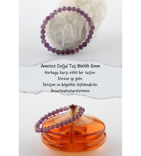 Ametist Doğal Taş Bileklik 6 Mm ( Dinç Uyanma ) ( Pozitif Enerji )
