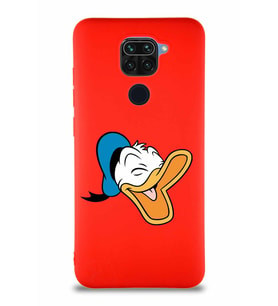 Xiaomi Redmi Note 9 Soft Premier Kapak Donald Duck-E Tasarımlı Silikon Kılıf - Kırmızı (Şeffaf)
