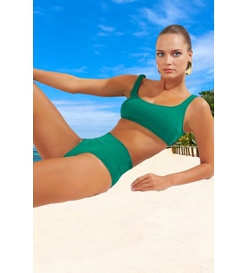 Kadın Bikini Takımı Bralette Yüksek Bel Balensiz Kolsuz Düz Desen Regular Kalıp Örme Raşel