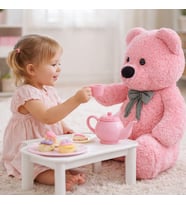 Oturan Peluş Ayıcık Papyonlu – Yumuşak ve Sevimli Hediyelik Ayı (Pembe)