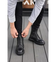 Shoetyle - Siyah Deri Fermuarlı Erkek Postal Bot 250-090