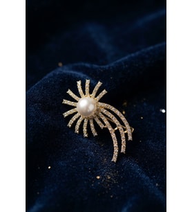 Gold Renk Zirkon Taşlı Halley Model Broş