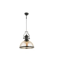LampaLuce Gladiatore Klasik Tekli Metal ve Camlı Sarkıt Siyah 25x70cm