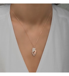 Anne Bebek Rose Kolye-925 Ayar Gümüş
