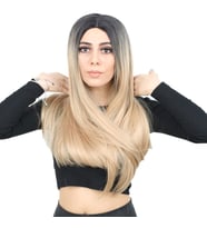 Mulvxprk  Prk02 Fiber Sentetik Uzun Düz Peruk - Siyah / Balköpüğü Ombreli (Mulvix)