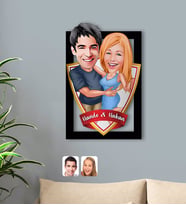 BK Gift Kişiye Özel İsimli Sevgililer Karikatürlü 3D Ahşap Tablo-14