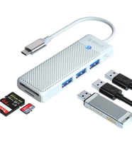 Type-C to 3.0 TF SD Kart Okuyucu 3 Portlu USB 3.0 Çoklayıcı Adaptör Beyaz