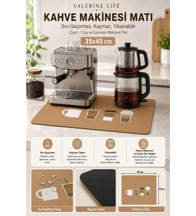 Valerine Life Kahve Makinesi Matı Sıvı Geçirmez Kaymaz Çaycı Espresso Makinesi Pad 35x45cm 27250209