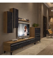 Decoraktiv Eko 6 Mdf Std Silver Tv Ünitesi Tv Sehpası - Pera Siyah Mermer (Pera-Siyah Mermer)
