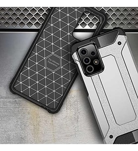 Samsung Galaxy A42 4G ile uyumlu Çİft Katman Koruyucu Crash Military Tank Kılıf - Mavi