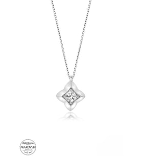 SWAROVSKİ TAŞLI  CRYSTAL DÖRTGEN 925 AYAR GÜMÜŞ KOLYE