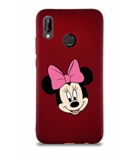 Huawei P20 Lite Soft Premier Kapak Minnie Mouse-C Tasarımlı Silikon Kılıf - Mürdüm (Şeffaf)