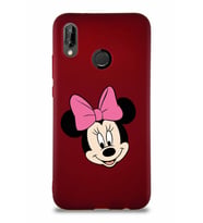 Huawei P20 Lite Soft Premier Kapak Minnie Mouse-C Tasarımlı Silikon Kılıf - Mürdüm (Şeffaf)