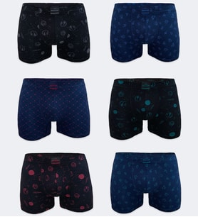Malabadi Desenli Modal Erkek Boxer 6 Adet 6M251 (Karışık)