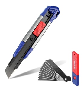 WORKPRO WP212022 18MM Ağır Hizmet Alüminyum Kasa Maket Bıçağı + 10 Adet Yedek Bıçak 