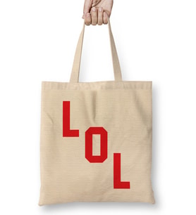 Lol Red Digital Font Bez Çanta Uzun Saplı