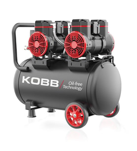 KOBB KBK50S2 4.0HP 50Lt 8Bar Çift Motorlu Yağsız Sessiz Taşınabilir Hava Kompresörü