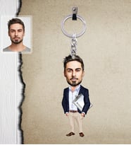 Kişiye Özel Patron Karikatürlü  Ahşap Anahtarlık Bay-25-Eco