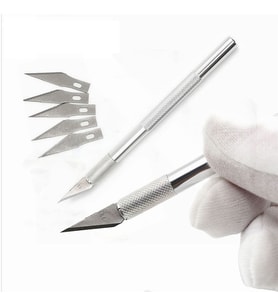 Metal Kretuvar Bıçağı Neşter Tipi Hassas Kesim Maket Bıçağı 5 Yedek Uçlu