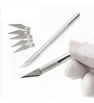 Metal Kretuvar Bıçağı Neşter Tipi Hassas Kesim Maket Bıçağı 5 Yedek Uçlu