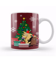 Angry Beavers Around The Christmas Tree Kupa Bardak Porselen
