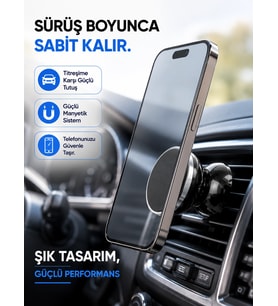 Mey İthalat® Mıknatıslı Araç İçi Telefon Tutucu Havalandırma Izgarasına Takımına Uygun