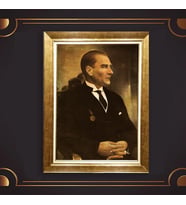 Altın Varaklı Çerçeveli Paspartulu Atatürk Tablo z4915 (Gold)