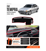 e-biz FIAT TEMPRA (1992-1997) DİJİTAL KONSOL Uyumlu Torpido Örtüsü, Torpido Kılıfı - Siyah-Kırmızı - FI018