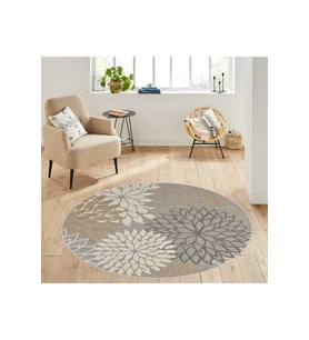Eliana Home Baskılı, Yıkanabilir Kaymaz Taban Yuvarlak Halı LNA7178 120x120 cm (Bej)