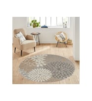 Eliana Home Baskılı, Yıkanabilir Kaymaz Taban Yuvarlak Halı LNA7178 120x120 cm (Bej)