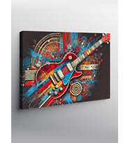 Kanvas Tablo Ritimdeki Kırmızı Gitar