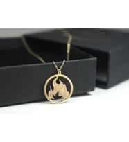 Kişiye Özel 925 Ayar Gümüş Alev Figürlü Kolye (Gold)