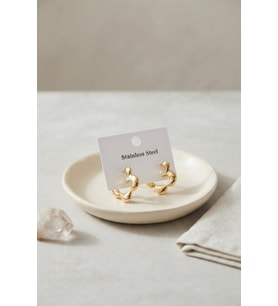 316L Çelik Gold Renk Çiçek Halka Model Küpe TJ-BKP12057