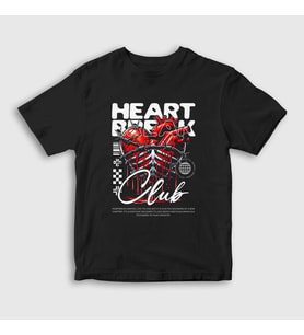 Presmono Unisex Çocuk Siyah Heart Heartbreak Club T-Shirt 469542tt