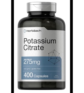 Horbaach Potassium Citrate 275 mg 400 Capsules Non-GMO, Gluten Free.  (Renksiz)