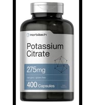 Horbaach Potassium Citrate 275 mg 400 Capsules Non-GMO, Gluten Free.  (Renksiz)