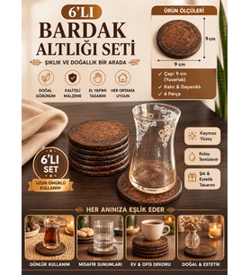 6’lı Bardak Altlığı Seti 9 cm – Dekoratif Kupa Altlığı El Yapımı Kırılmaz Masa & Sehpa Koruyucu