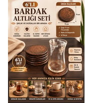 6’lı Bardak Altlığı Seti 9 cm – Dekoratif Kupa Altlığı El Yapımı Kırılmaz Masa & Sehpa Koruyucu