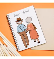 Yaşlı Çift Tasarımlı Kişiye Özel Defter